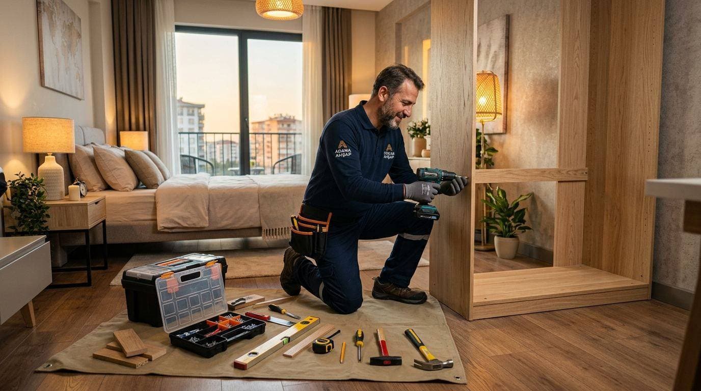 Esenler Nakliyat marangoz ekibince yatak odası gardırop demontaj ve paketleme işlemi